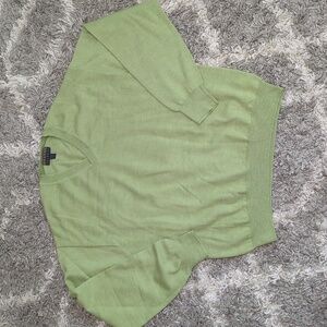 Robert Talbott XL merino wool light green v neck sweater long sleeve soft warm